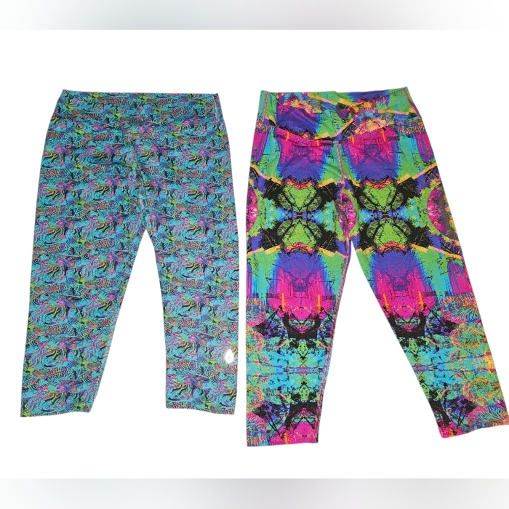 Dona Jo Capri Crop Leggings Two Pair Size 2 Large